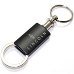 Lincoln Black Logo Metal Aluminum Valet Pull Apart Key Chain Ring Fob