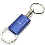 Lincoln Navy Blue Logo Metal Aluminum Valet Pull Apart Key Chain Ring Fob