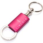 Lincoln Pink Logo Metal Aluminum Valet Pull Apart Key Chain Ring Fob