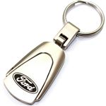 Genuine Ford Logo Metal Chrome Tear Drop Key Chain Ring Fob