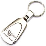 Genuine Ford Mustang Logo Metal Chrome Tear Drop Key Chain Ring Fob