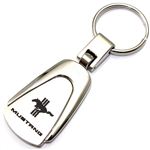 Genuine Ford Mustang Tribar Logo Metal Chrome Tear Drop Key Chain Ring Fob