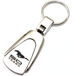 Genuine Ford Mustang 50 Years Logo Metal Chrome Tear Drop Key Chain Ring Fob