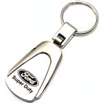 Genuine Ford Super Duty Logo Metal Chrome Tear Drop Key Chain Ring Fob