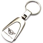 Genuine Chevrolet Corvette C5 Logo Metal Chrome Tear Drop Key Chain Ring Fob