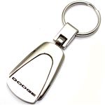 Genuine Dodge Logo Metal Chrome Tear Drop Key Chain Ring Fob