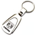 Genuine Dodge Hemi Logo Metal Chrome Tear Drop Key Chain Ring Fob