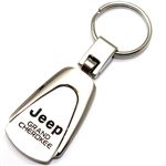 Genuine Jeep Grand Cherokee Logo Metal Chrome Tear Drop Key Chain Ring Fob