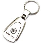 Genuine Mercury Logo Metal Chrome Tear Drop Key Chain Ring Fob