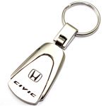 Genuine Honda Civic Logo Metal Chrome Tear Drop Key Chain Ring Fob