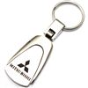 Premium Mitsubishi Logo Metal Chrome Tear Drop Key Chain Ring Fob
