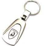 Premium Lamborghini Logo Metal Chrome Tear Drop Key Chain Ring Fob