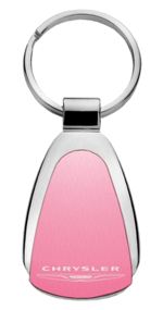 Genuine Chrysler Pink Logo Metal Chrome Tear Drop Key Chain Ring Fob