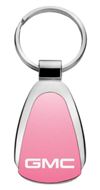 Genuine GMC Pink Logo Metal Chrome Tear Drop Key Chain Ring Fob