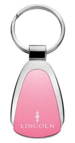 Genuine Lincoln Pink Logo Metal Chrome Tear Drop Key Chain Ring Fob