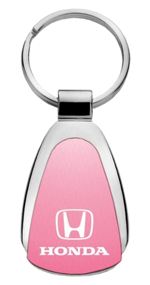 Genuine Honda Pink Logo Metal Chrome Tear Drop Key Chain Ring Fob