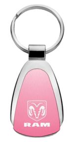 Genuine Dodge Ram Pink Logo Metal Chrome Tear Drop Key Chain Ring Fob