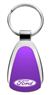 Genuine Ford Purple Logo Metal Chrome Tear Drop Key Chain Ring Fob