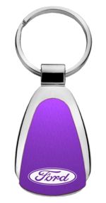 Genuine Ford Purple Logo Metal Chrome Tear Drop Key Chain Ring Fob