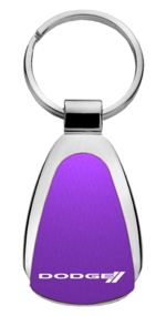 Genuine Dodge Stripes Purple Logo Metal Chrome Tear Drop Key Chain Ring Fob