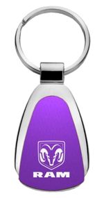 Genuine Dodge Ram Purple Logo Metal Chrome Tear Drop Key Chain Ring Fob