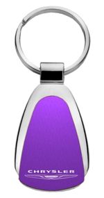 Genuine Chrysler Purple Logo Metal Chrome Tear Drop Key Chain Ring Fob