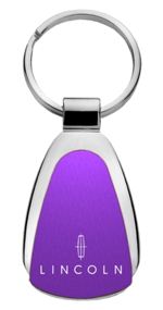 Genuine Lincoln Purple Logo Metal Chrome Tear Drop Key Chain Ring Fob