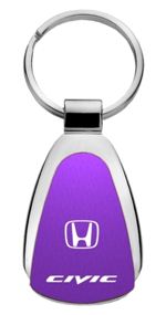 Genuine Honda Civic Purple Logo Metal Chrome Tear Drop Key Chain Ring Fob