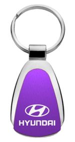 Premium Hyundai Purple Logo Metal Chrome Tear Drop Key Chain Ring Fob