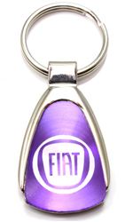 Premium Fiat Purple Logo Metal Chrome Tear Drop Key Chain Ring Fob
