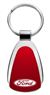 Genuine Ford Red Logo Metal Chrome Tear Drop Key Chain Ring Fob