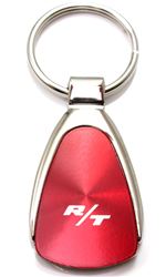 Genuine Dodge R/T Red Logo Metal Chrome Tear Drop Key Chain Ring Fob