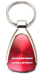 Genuine Dodge Challenger Red Logo Metal Chrome Tear Drop Key Chain Ring Fob