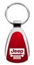 Genuine Jeep Grille Red Logo Metal Chrome Tear Drop Key Chain Ring Fob