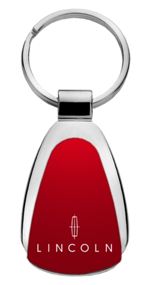 Genuine Lincoln Red Logo Metal Chrome Tear Drop Key Chain Ring Fob