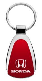 Genuine Honda Red Logo Metal Chrome Tear Drop Key Chain Ring Fob