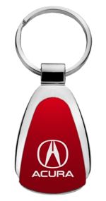 Genuine Acura Red Logo Metal Chrome Tear Drop Key Chain Ring Fob