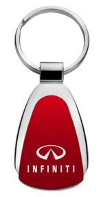 Genuine Infiniti Red Logo Metal Chrome Tear Drop Key Chain Ring Fob