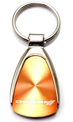 Genuine Dodge Stripes Orange Logo Metal Chrome Tear Drop Key Chain Ring Fob