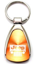 Genuine Jeep Grille Orange Logo Metal Chrome Tear Drop Key Chain Ring Fob