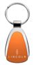 Genuine Lincoln Orange Logo Metal Chrome Tear Drop Key Chain Ring Fob