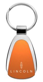 Genuine Lincoln Orange Logo Metal Chrome Tear Drop Key Chain Ring Fob