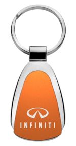 Genuine Infiniti Orange Logo Metal Chrome Tear Drop Key Chain Ring Fob