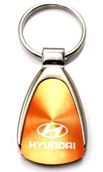 Genuine Hyundai Orange Logo Metal Chrome Tear Drop Key Chain Ring Fob