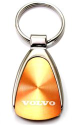 Premium Volvo Orange Logo Metal Chrome Tear Drop Key Chain Ring Fob