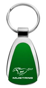 Genuine Ford Mustang Aqua Green Logo Metal Chrome Tear Drop Key Chain Ring Fob