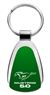 Ford Mustang 5.0 Aqua Green Logo Metal Chrome Tear Drop Key Chain Ring Fob