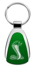 Ford Mustang Cobra Aqua Green Logo Metal Chrome Tear Drop Key Chain Ring Fob