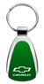 Genuine Chevrolet Aqua Green Logo Metal Chrome Tear Drop Key Chain Ring Fob