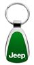 Genuine Jeep Aqua Green Logo Metal Chrome Tear Drop Key Chain Ring Fob